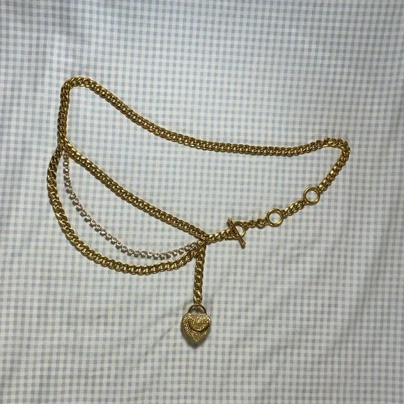 Juicy Couture Charm Chain Belt Women 2X Gold Pink Heart Crown Bee Y2K Rhinestone Juicy Couture | Accessories | Juicy Couture Chain Belt Size  main image 2